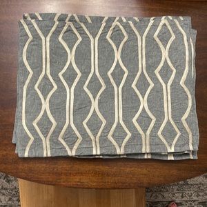 CRATE & BARREL Embroidered Place Mats (14”x19”) Set (8)  Grey with Tan Thread